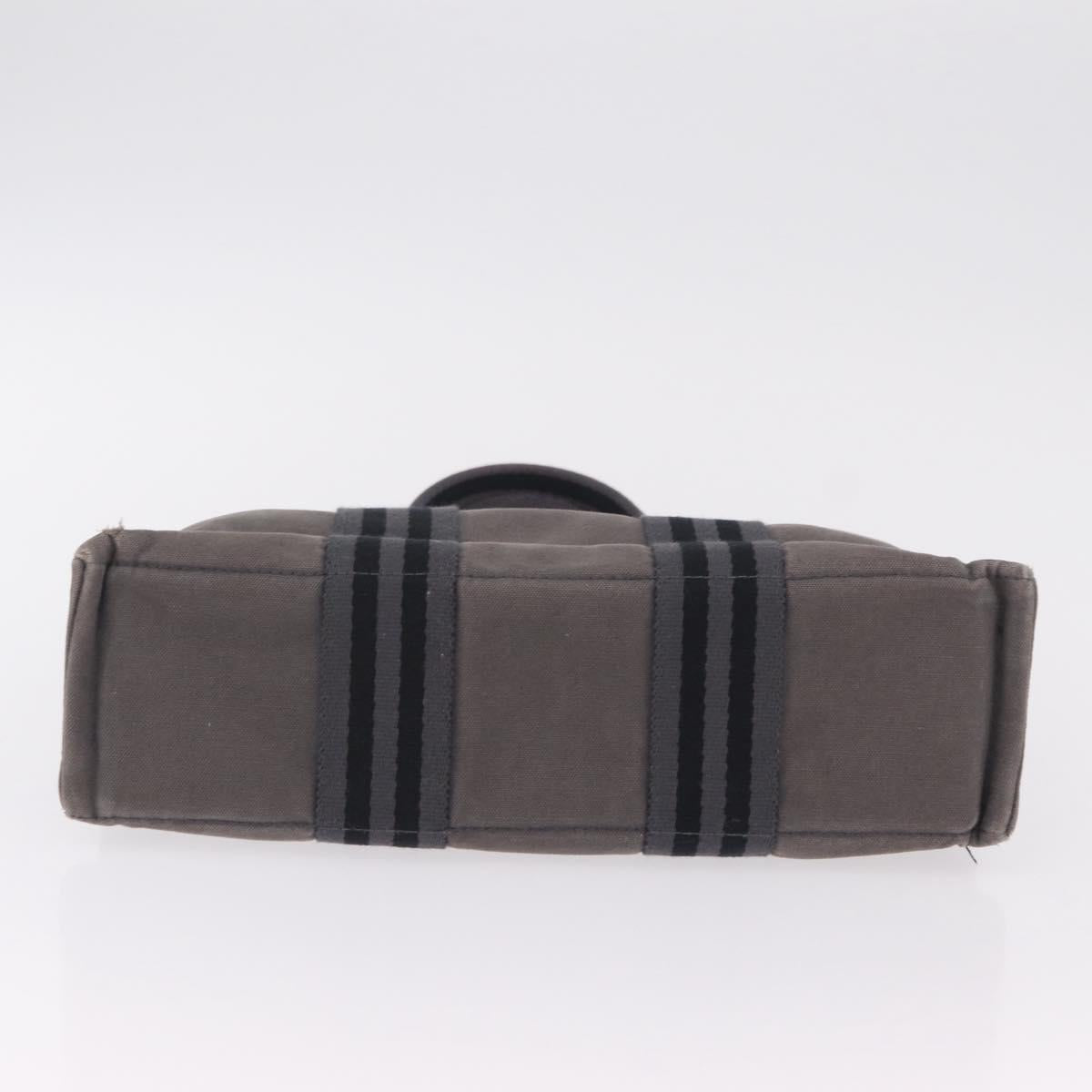 HERMES Hand Bag Cotton Nylon 3 Set Brown Gray Auth bs37446