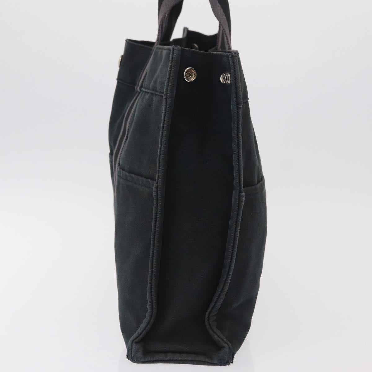 HERMES Hand Bag Cotton Nylon 3 Set Brown Gray Auth bs37446