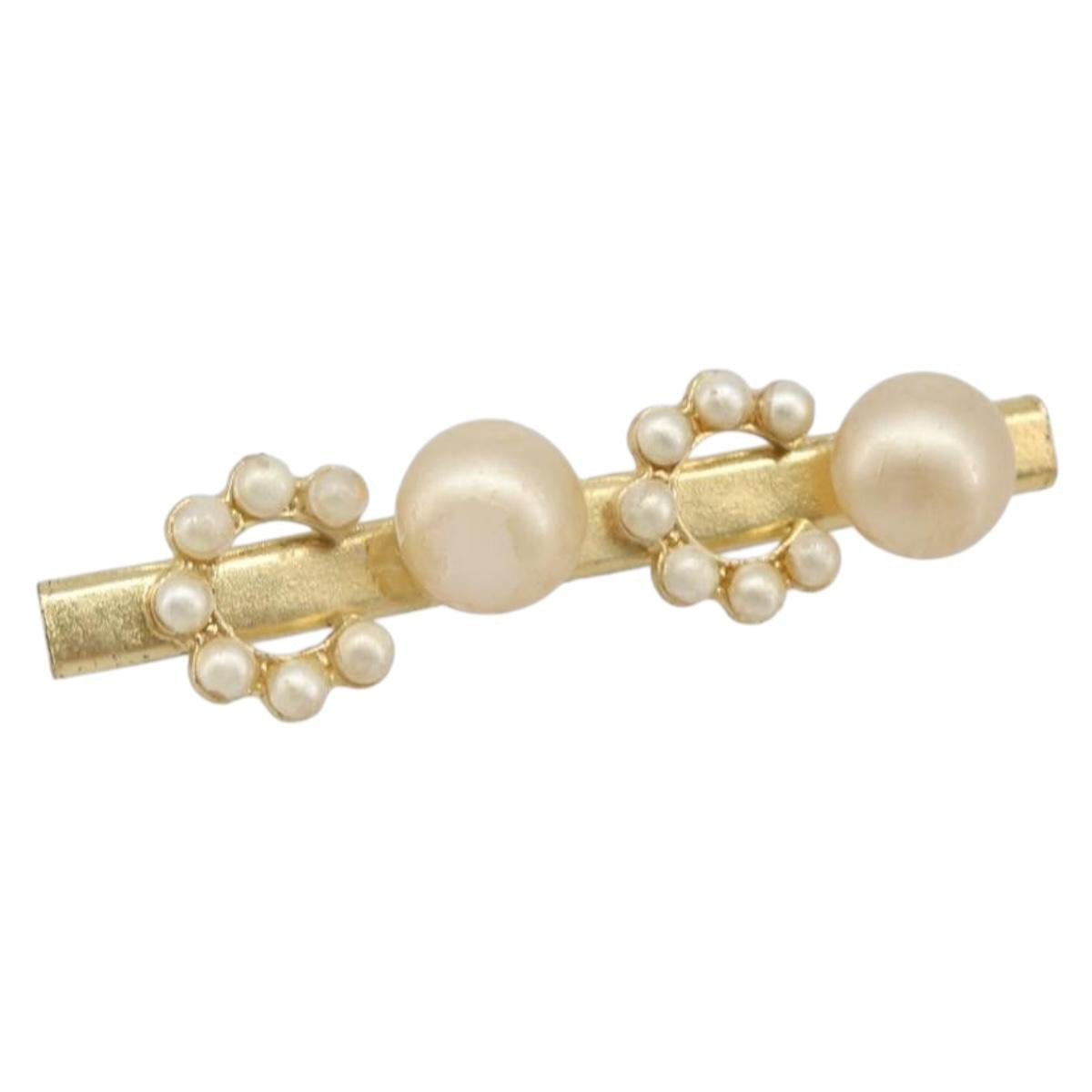 CHANEL Brooch metal Gold Tone CC Auth bs37449