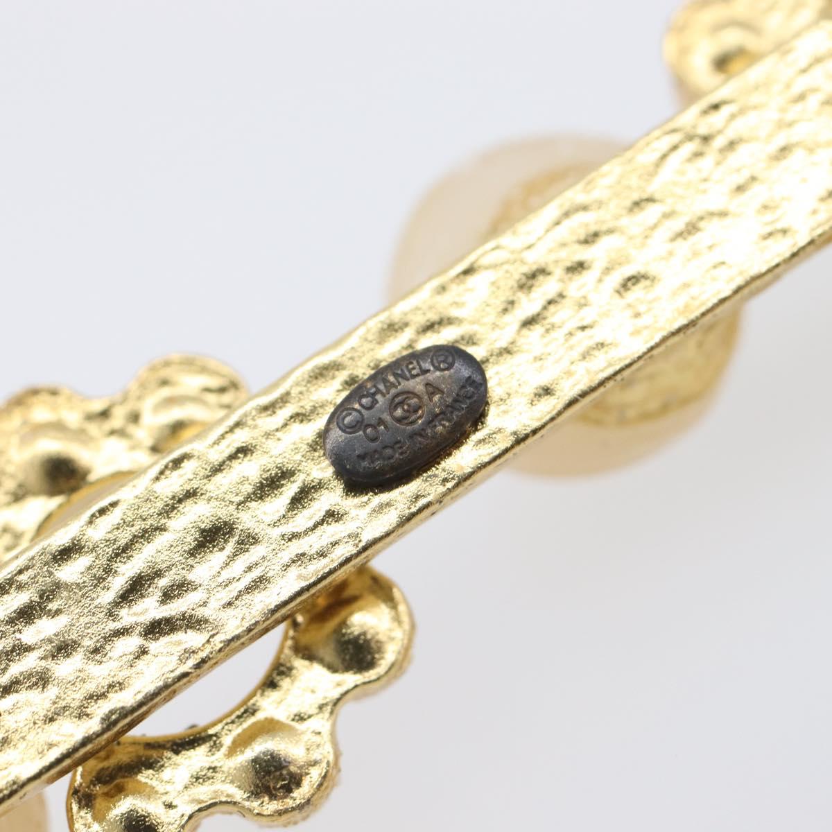CHANEL Brooch metal Gold Tone CC Auth bs37449