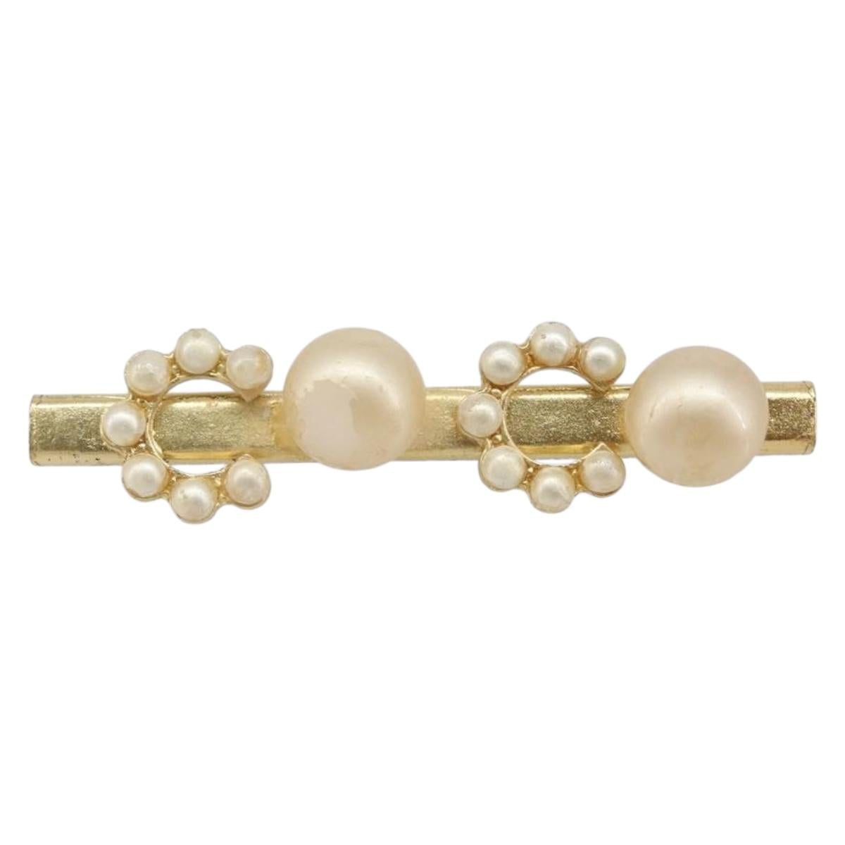 CHANEL Brooch metal Gold Tone CC Auth bs37449