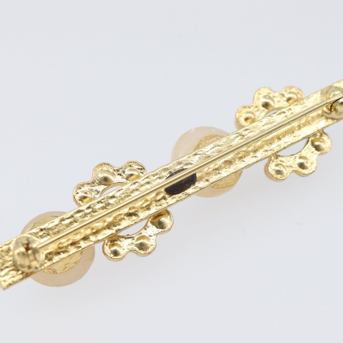 CHANEL Brooch metal Gold Tone CC Auth bs37449