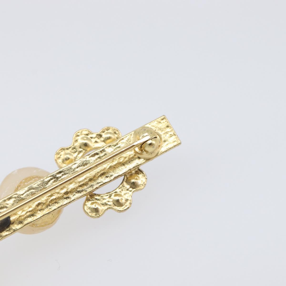 CHANEL Brooch metal Gold Tone CC Auth bs37449
