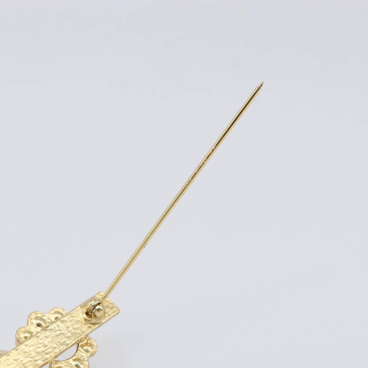 CHANEL Brooch metal Gold Tone CC Auth bs37449