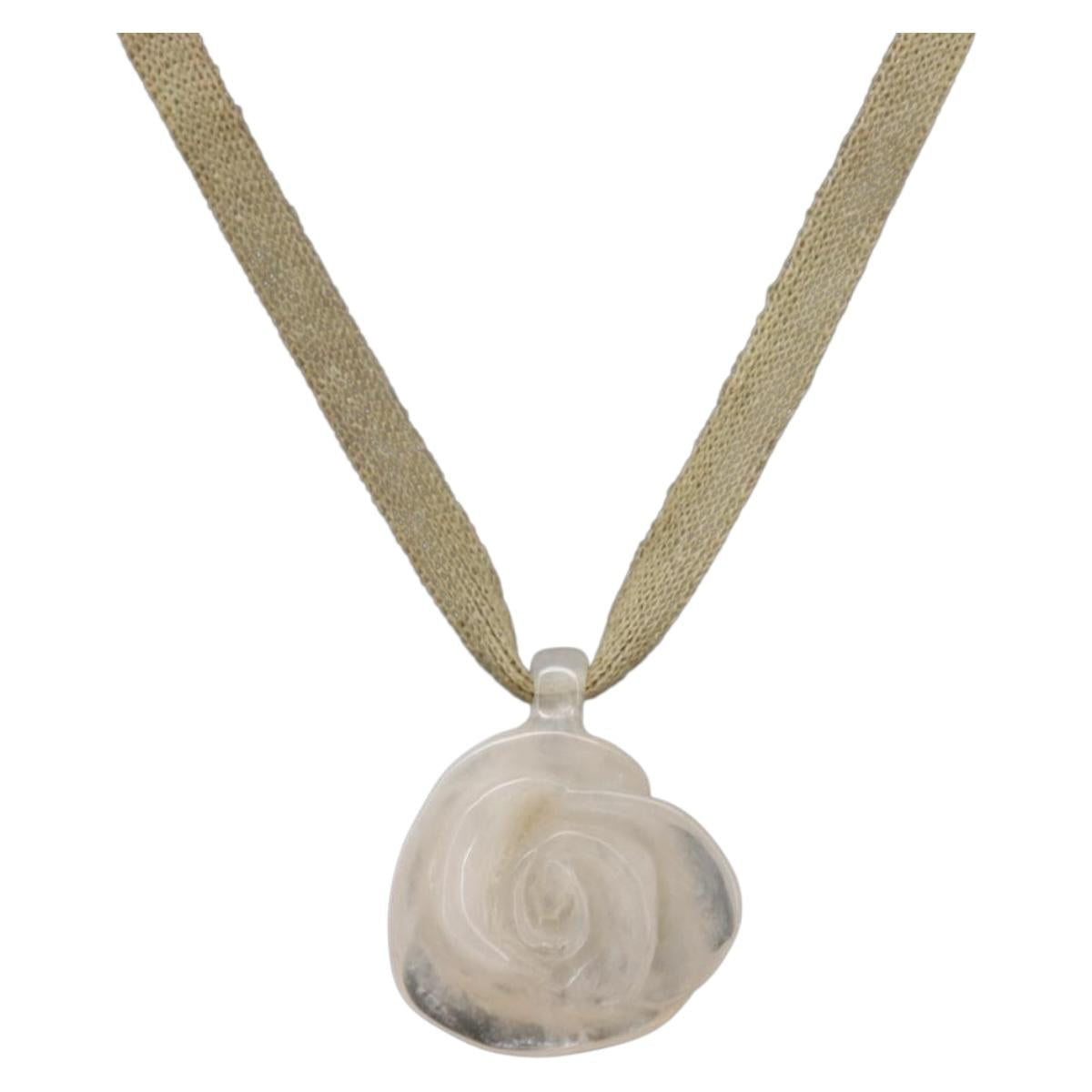 CHANEL Camelia Choker Necklace plastic Clear CC Auth bs37450