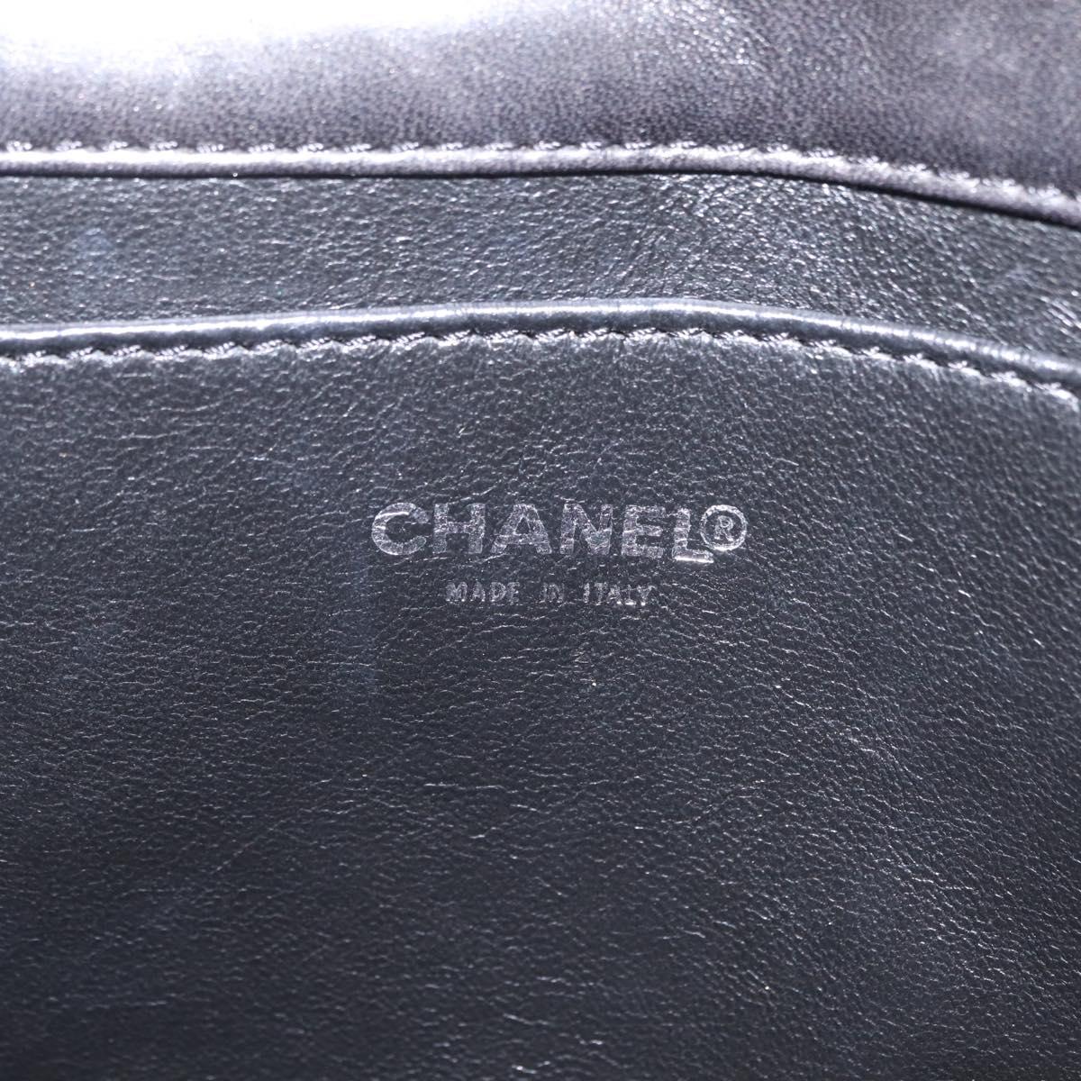 CHANEL Mademoiselle Clutch Bag Patent Leather Black Silver CC Auth bs37456