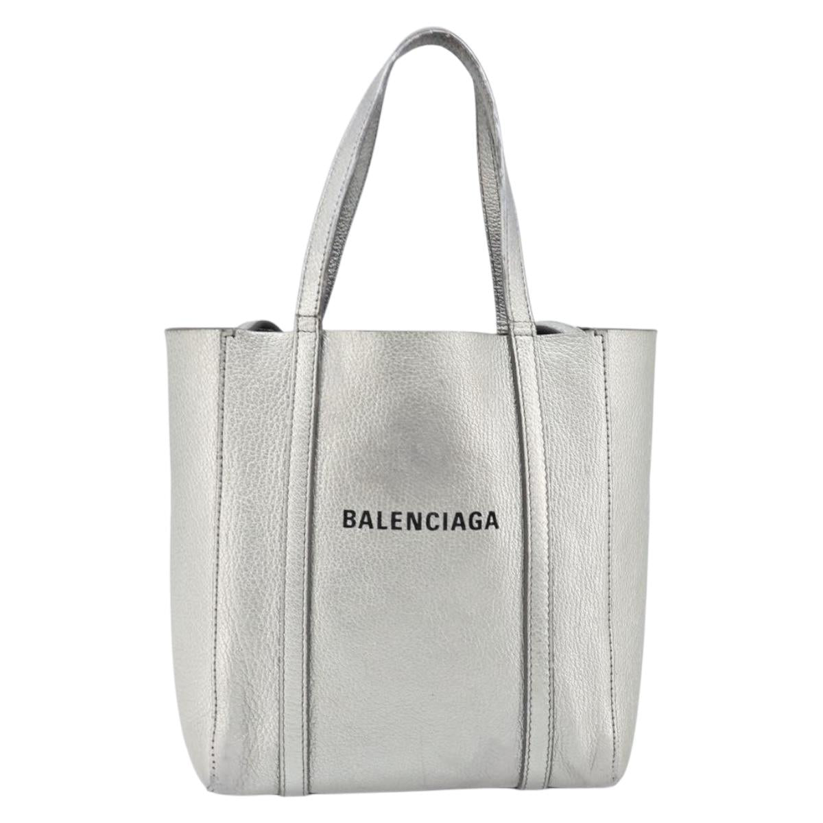 Balenciaga Everyday Tote XXS Bag Leather 2way Silver 551815 Auth bs37460