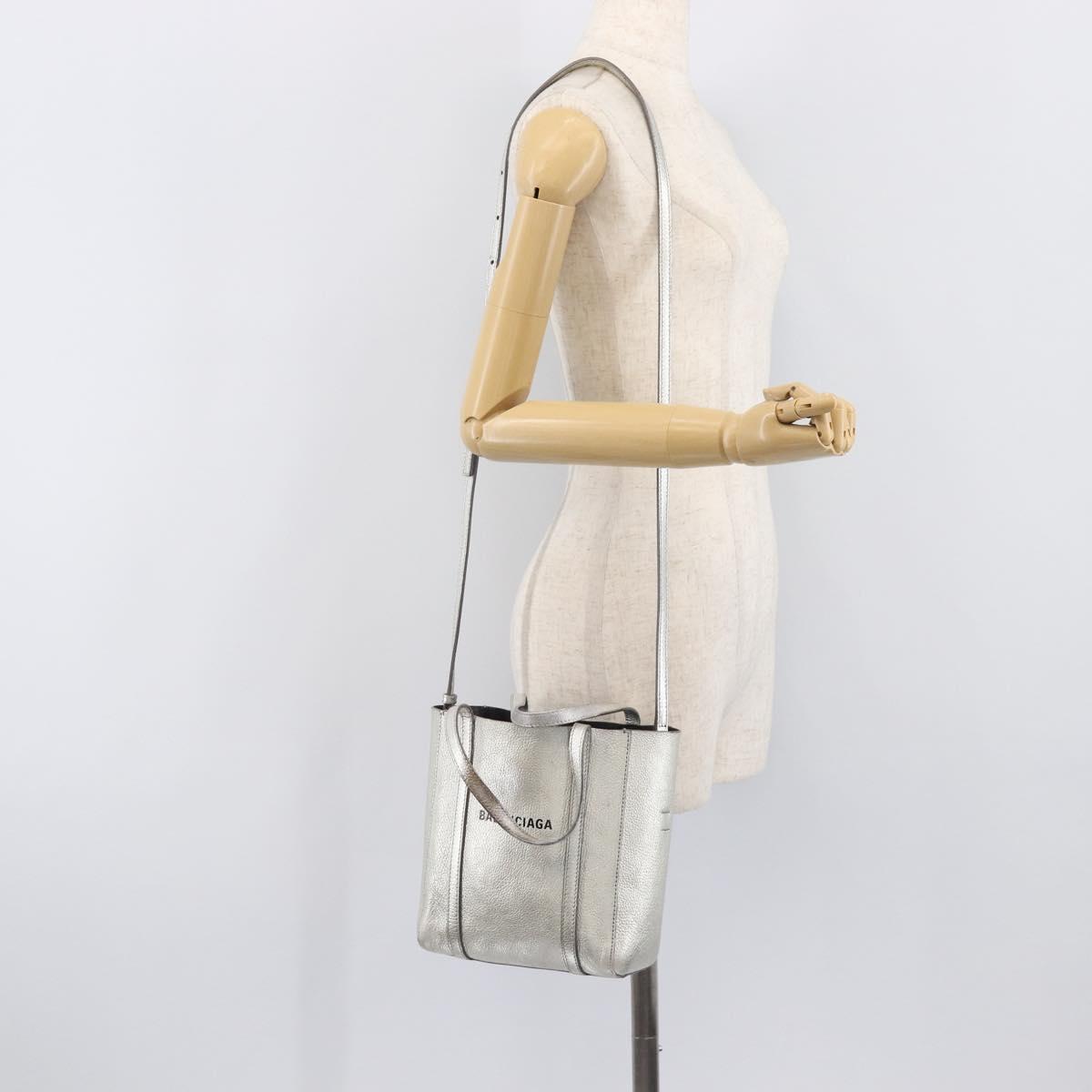 Balenciaga Everyday Tote XXS Bag Leather 2way Silver 551815 Auth bs37460