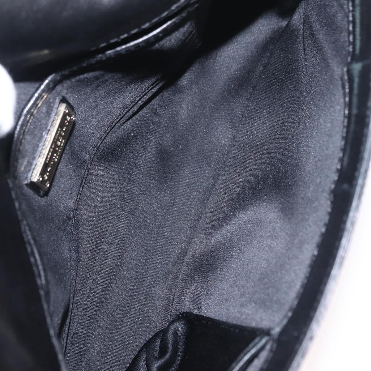 Gianni Versace Chain Shoulder Bag Patent Leather Black Gold Auth bs37461