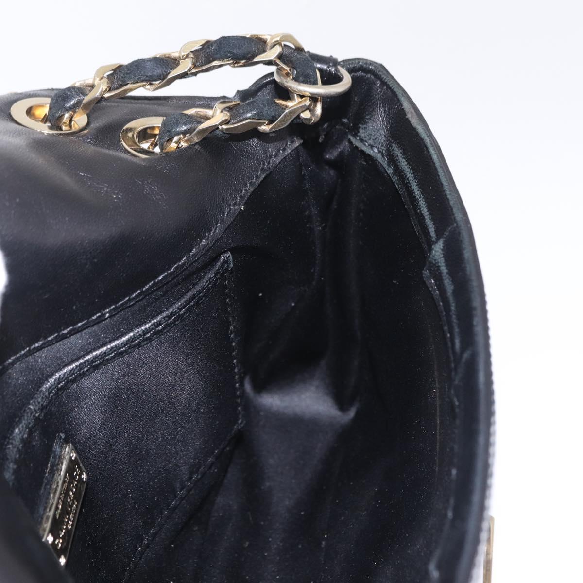 Gianni Versace Chain Shoulder Bag Patent Leather Black Gold Auth bs37461