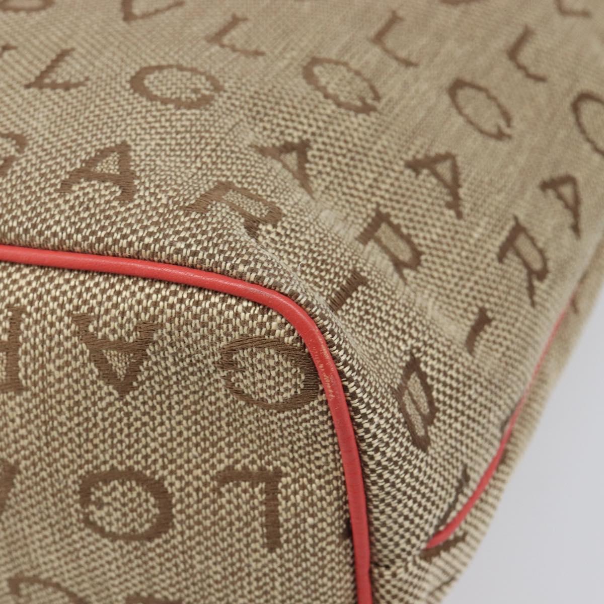 BVLGARI Tote Bag Canvas Beige Gold Auth bs37467A