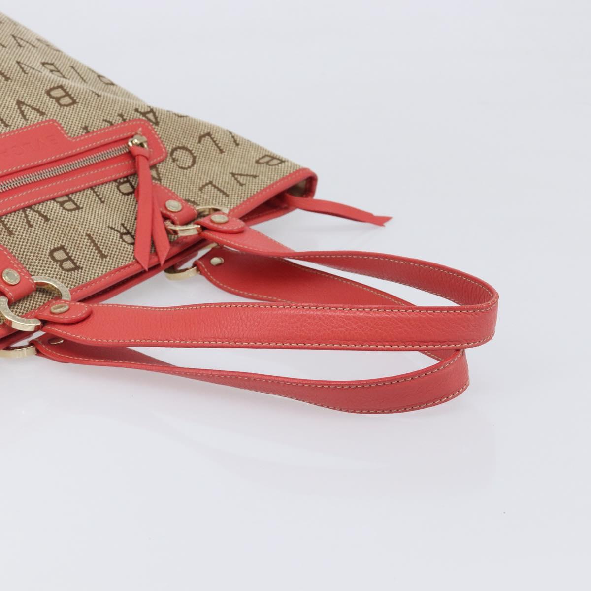BVLGARI Tote Bag Canvas Beige Gold Auth bs37467A