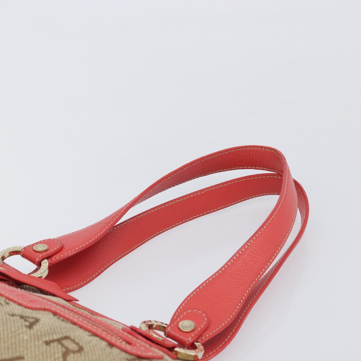 BVLGARI Tote Bag Canvas Beige Gold Auth bs37467A