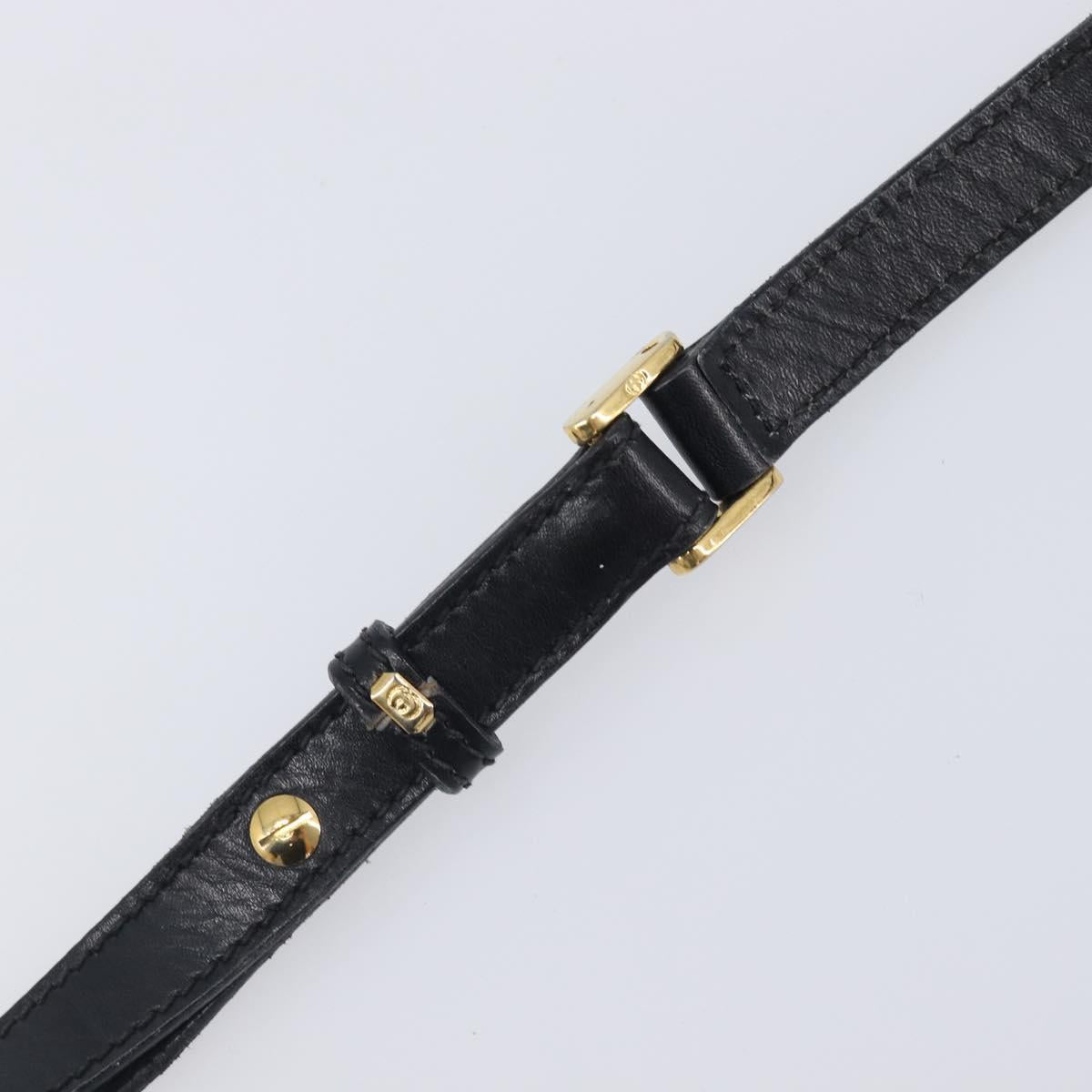 GUCCI Shoulder Bag Leather Black Gold 007 261 0074 Auth bs37471