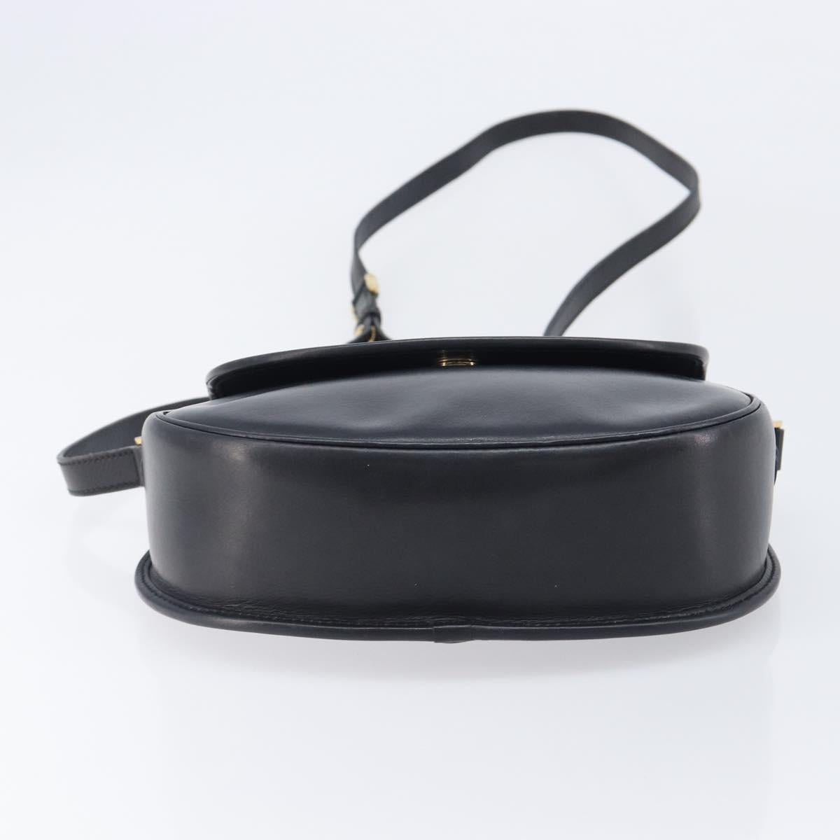 GUCCI Shoulder Bag Leather Black Gold 007 261 0074 Auth bs37471