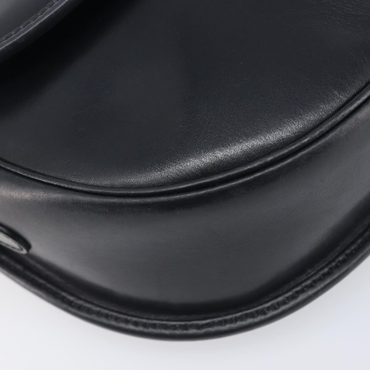 GUCCI Shoulder Bag Leather Black Gold 007 261 0074 Auth bs37471