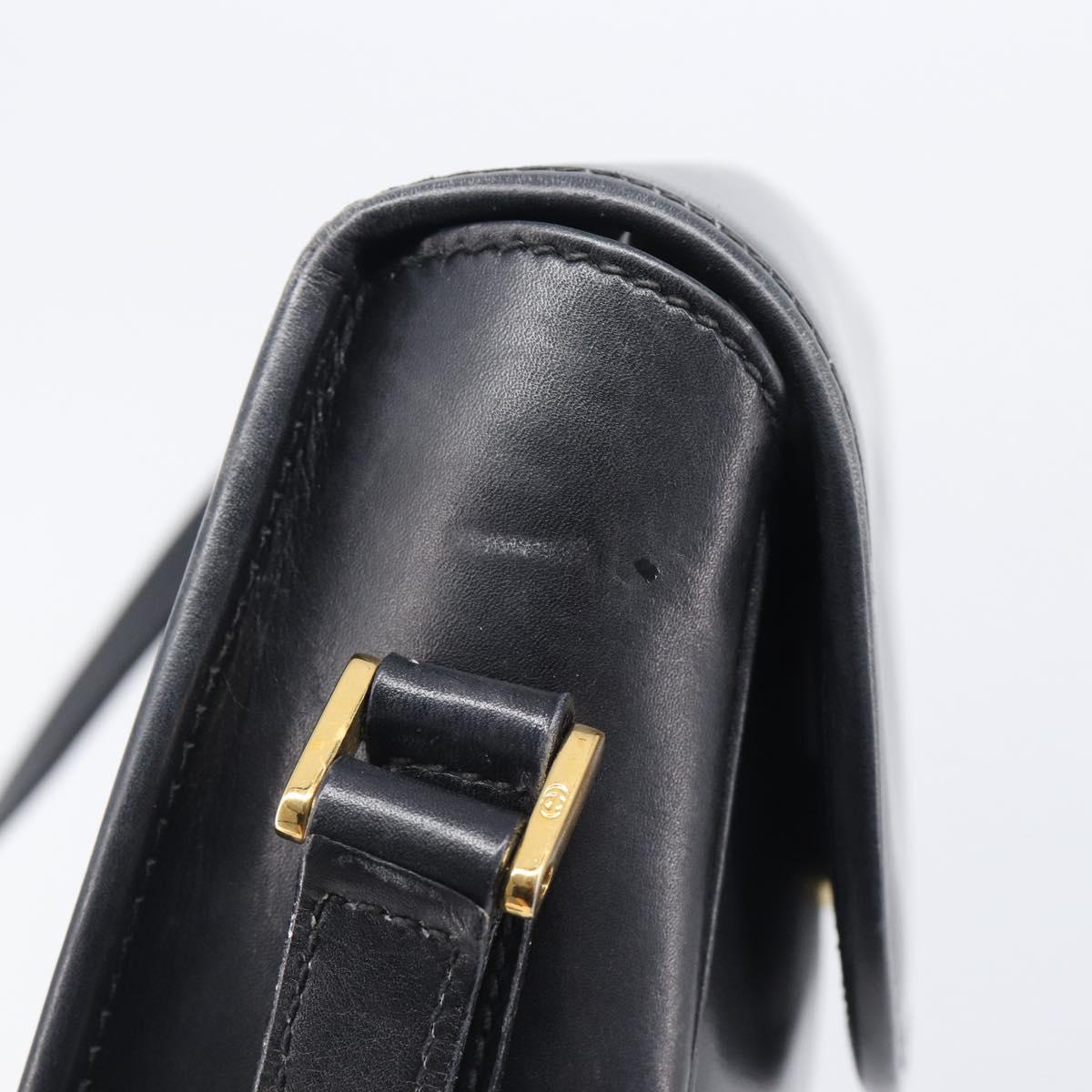 GUCCI Shoulder Bag Leather Black Gold 007 261 0074 Auth bs37471