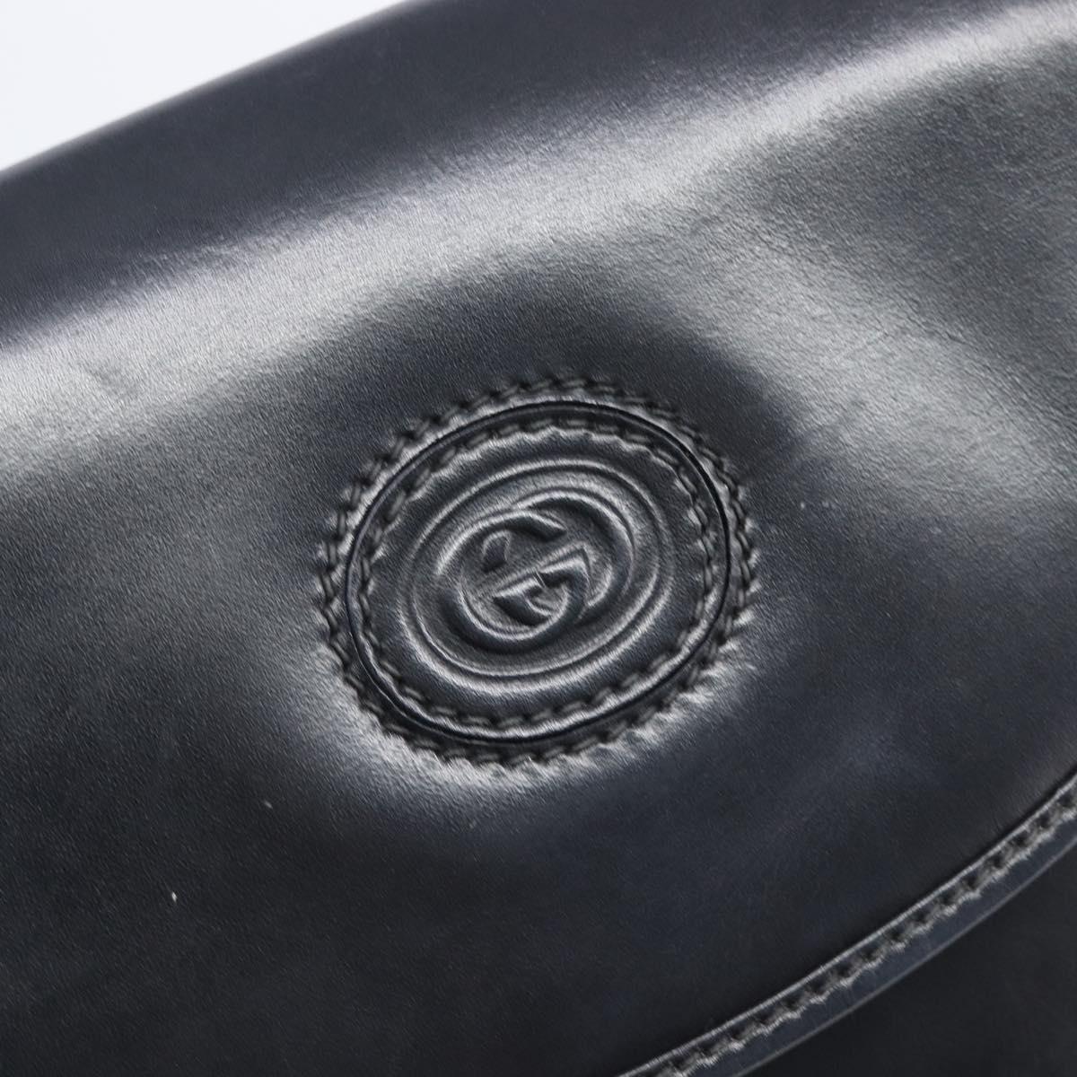 GUCCI Shoulder Bag Leather Black Gold 007 261 0074 Auth bs37471