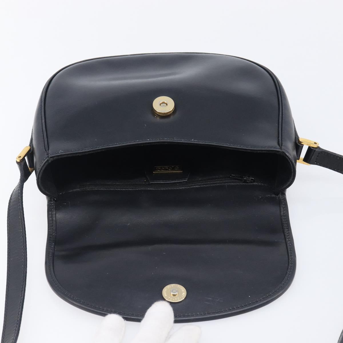 GUCCI Shoulder Bag Leather Black Gold 007 261 0074 Auth bs37471