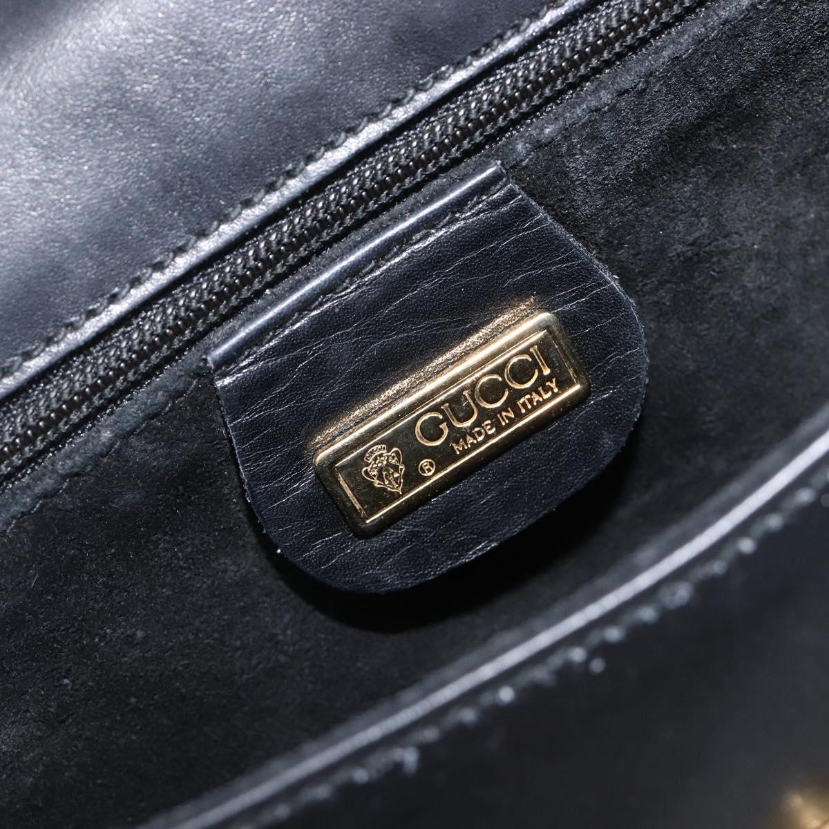 GUCCI Shoulder Bag Leather Black Gold 007 261 0074 Auth bs37471