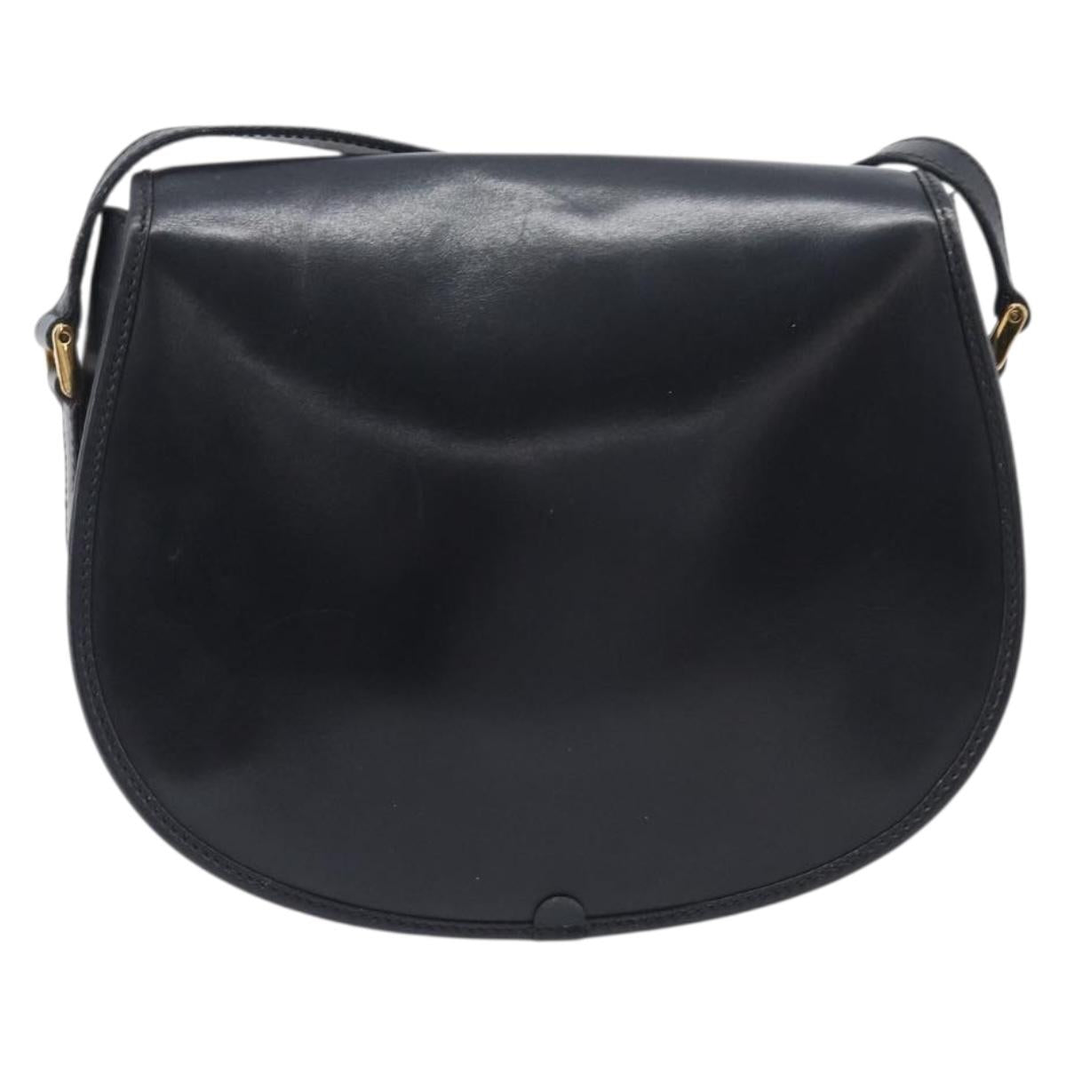 GUCCI Shoulder Bag Leather Black Gold 007 261 0074 Auth bs37471