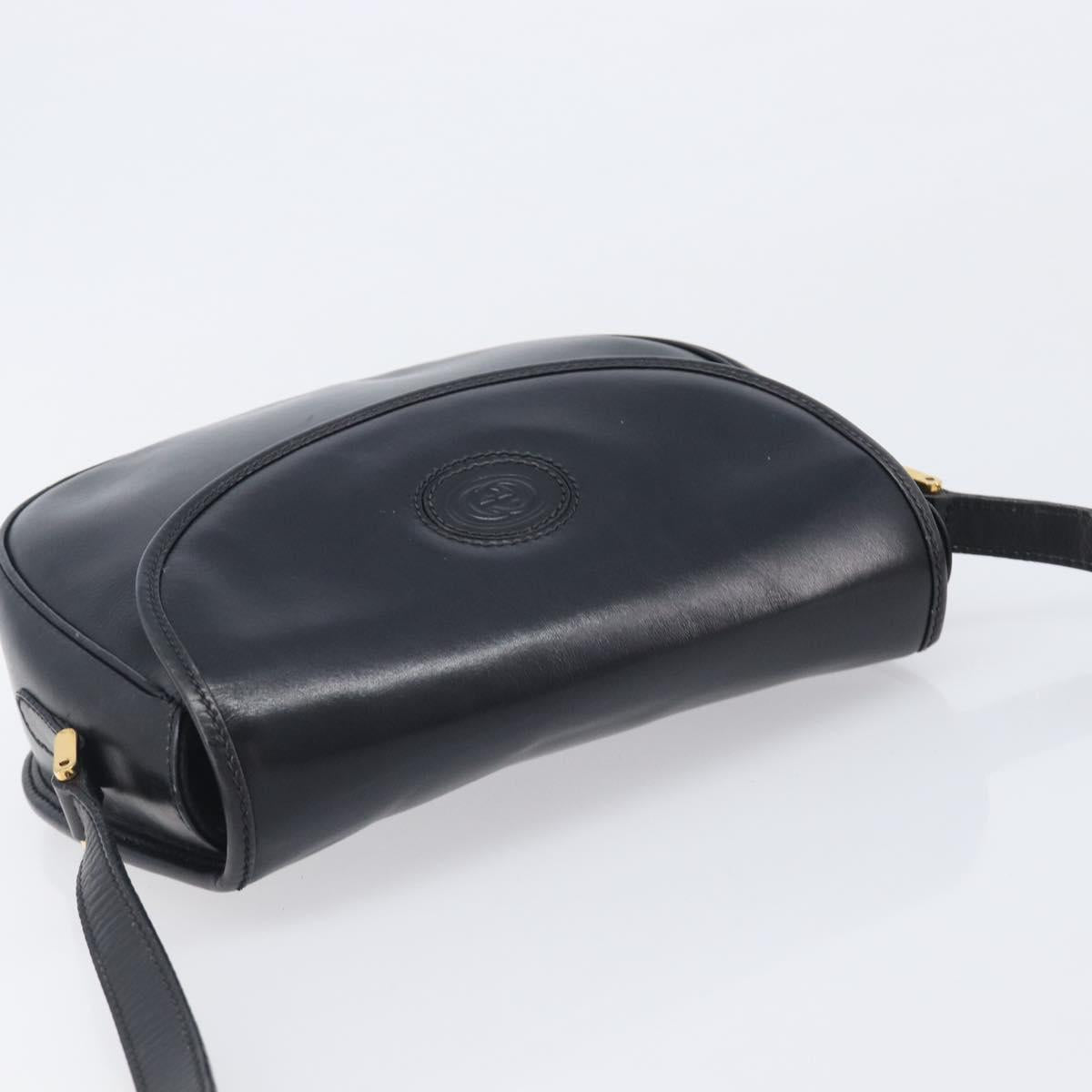 GUCCI Shoulder Bag Leather Black Gold 007 261 0074 Auth bs37471