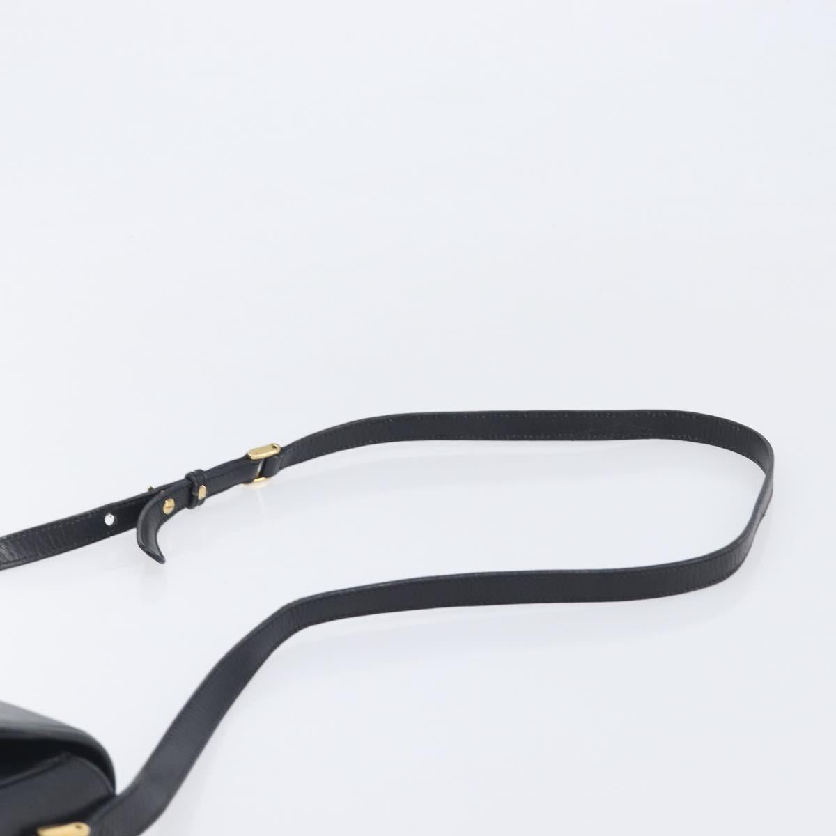 GUCCI Shoulder Bag Leather Black Gold 007 261 0074 Auth bs37471