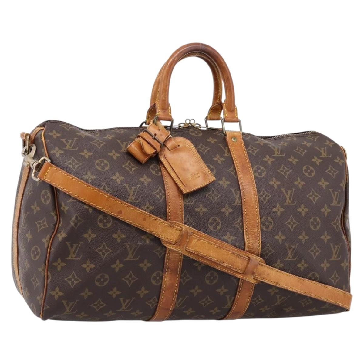 LOUIS VUITTON Monogram Keepall Bandouliere 45 Boston Bag M41418 LV Auth bs37472