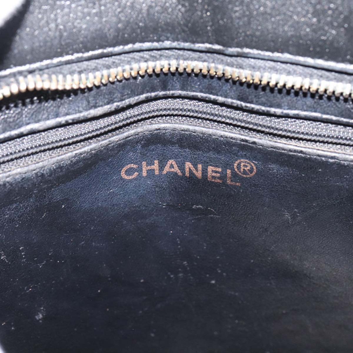 CHANEL Standard Tote Bag Caviar Skin Black Gold CC Auth bs37474
