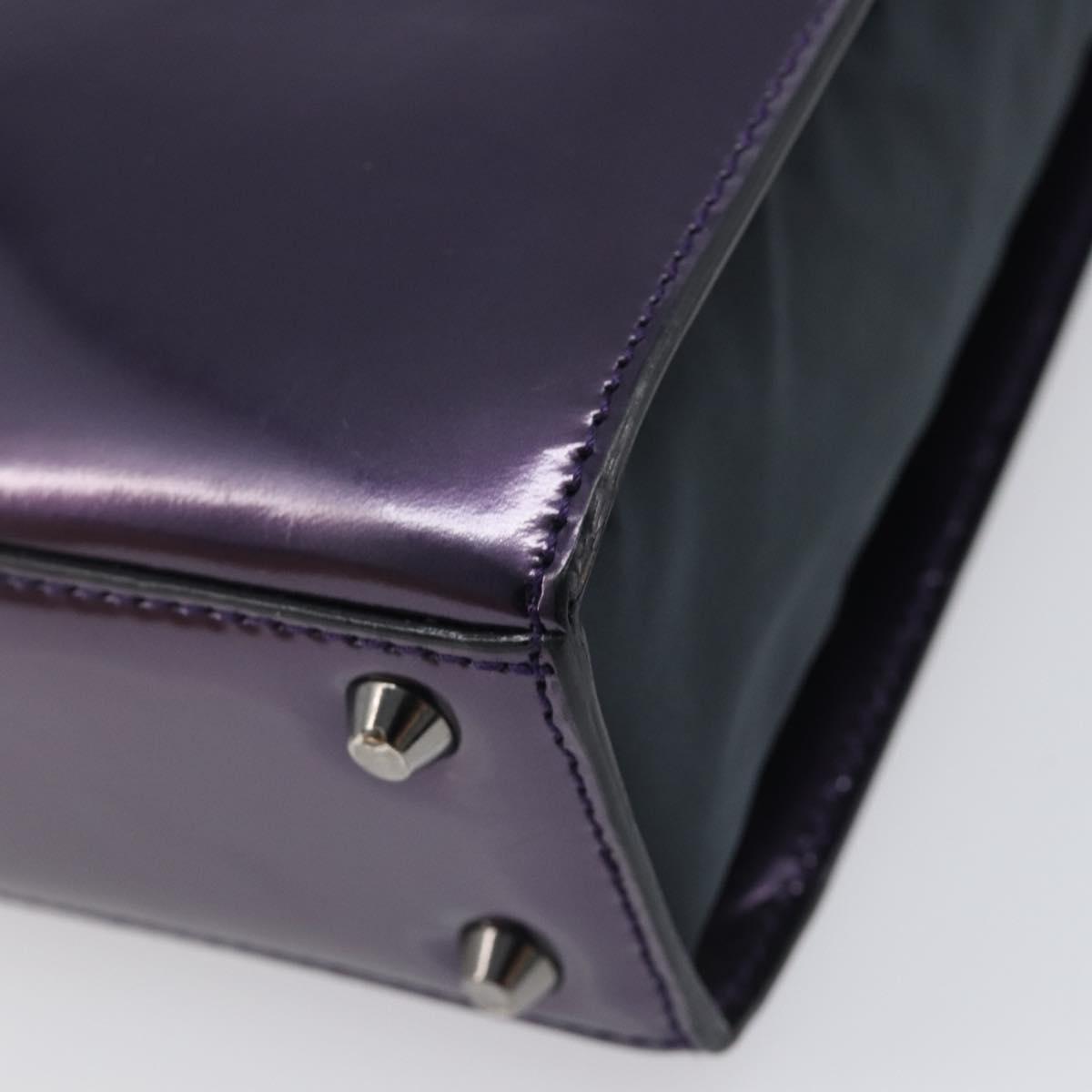 Christian Dior Hand Bag Patent Leather Purple Silver Auth bs37482