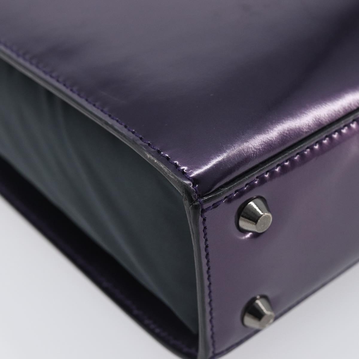 Christian Dior Hand Bag Patent Leather Purple Silver Auth bs37482