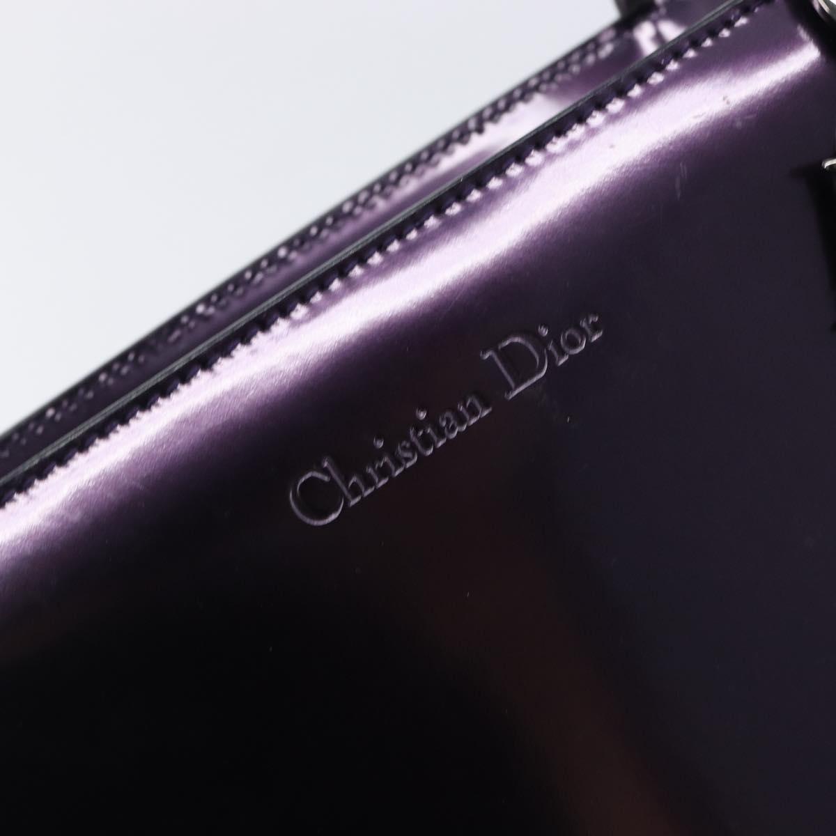 Christian Dior Hand Bag Patent Leather Purple Silver Auth bs37482