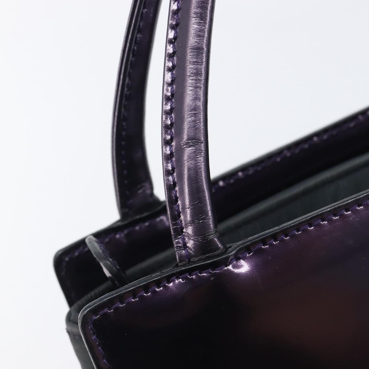 Christian Dior Hand Bag Patent Leather Purple Silver Auth bs37482