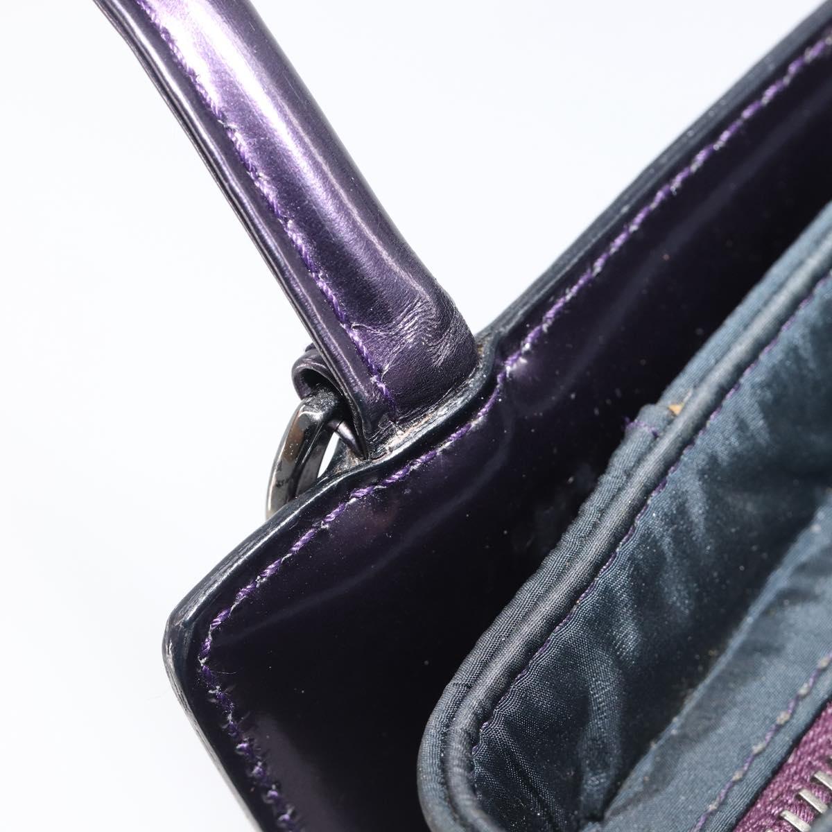 Christian Dior Hand Bag Patent Leather Purple Silver Auth bs37482