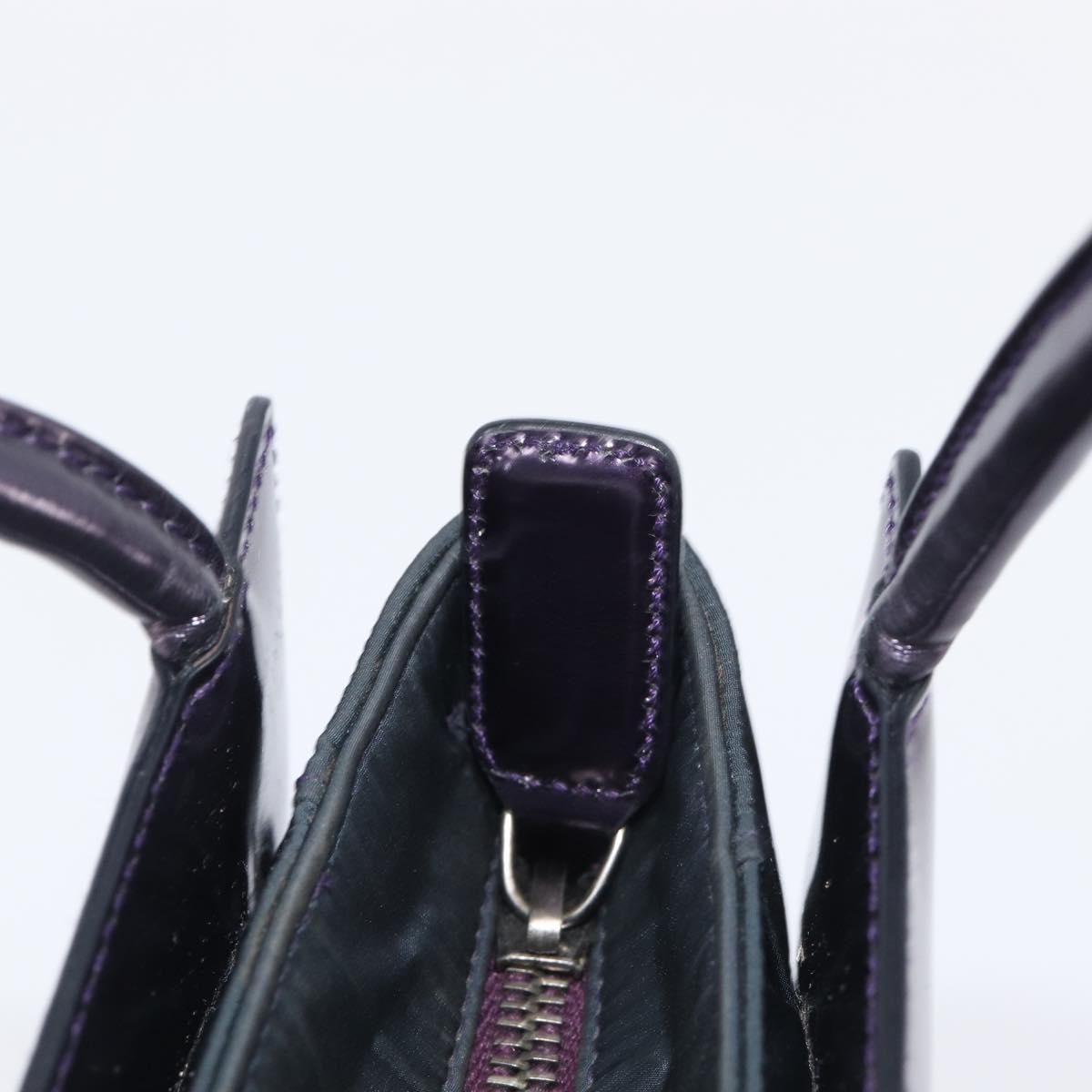 Christian Dior Hand Bag Patent Leather Purple Silver Auth bs37482
