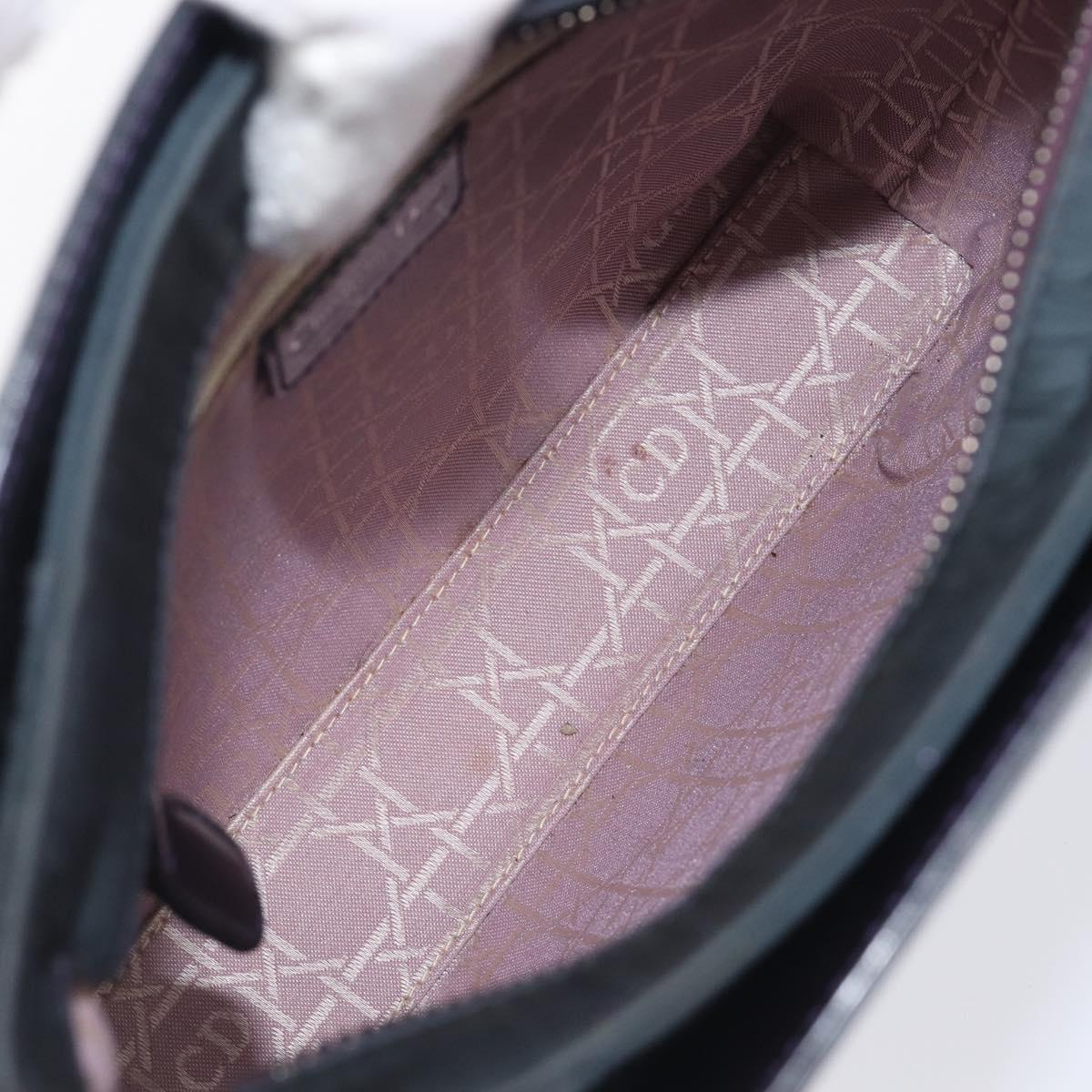 Christian Dior Hand Bag Patent Leather Purple Silver Auth bs37482