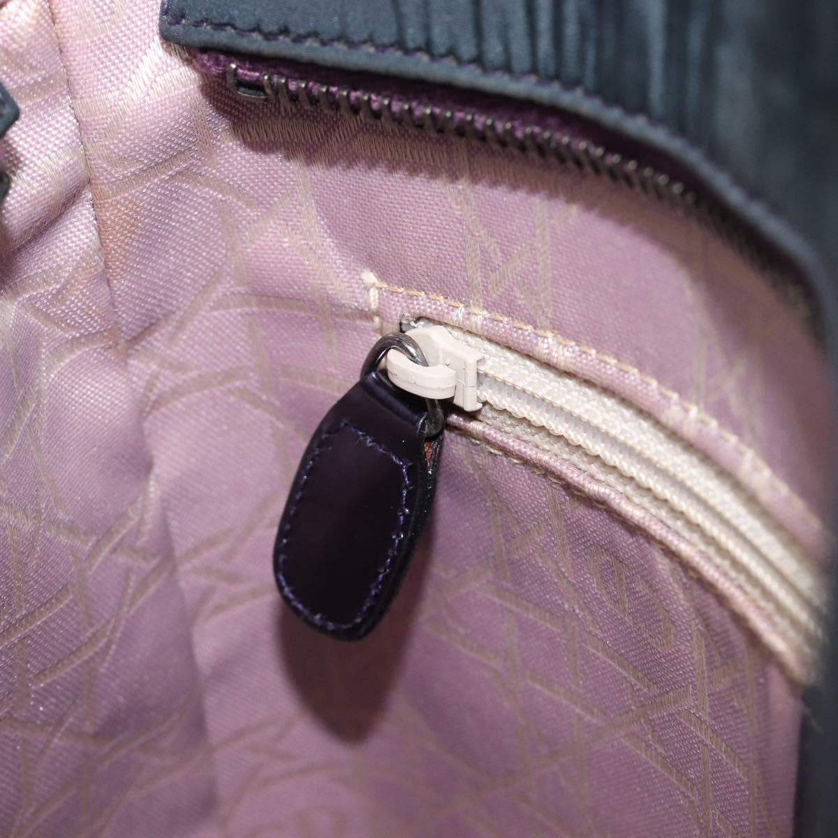 Christian Dior Hand Bag Patent Leather Purple Silver Auth bs37482