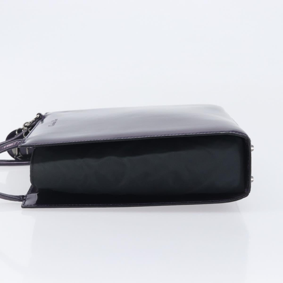 Christian Dior Hand Bag Patent Leather Purple Silver Auth bs37482