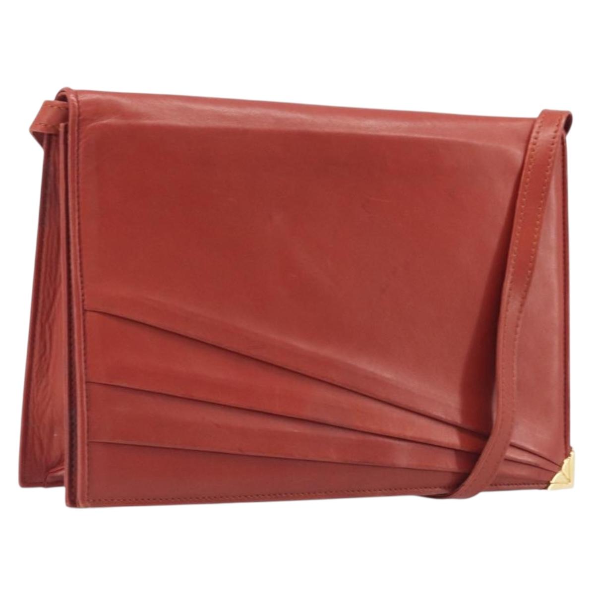 Salvatore Ferragamo Shoulder Bag Leather Brown Gold Auth bs37484