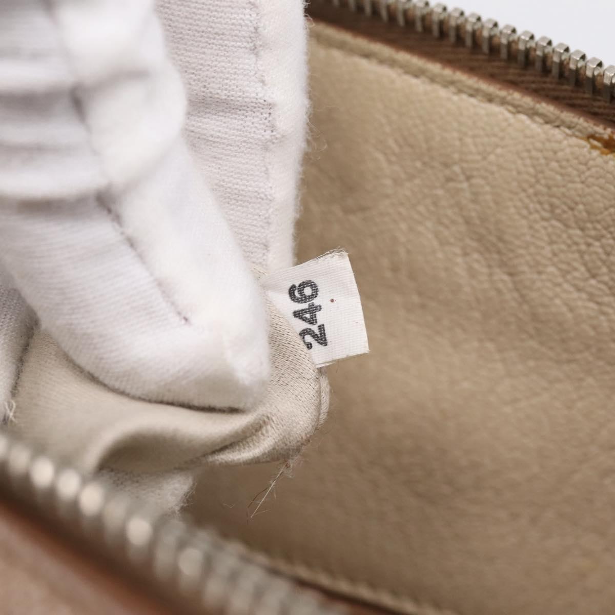 Miu Miu Hand Bag Leather Beige Silver Auth bs37489