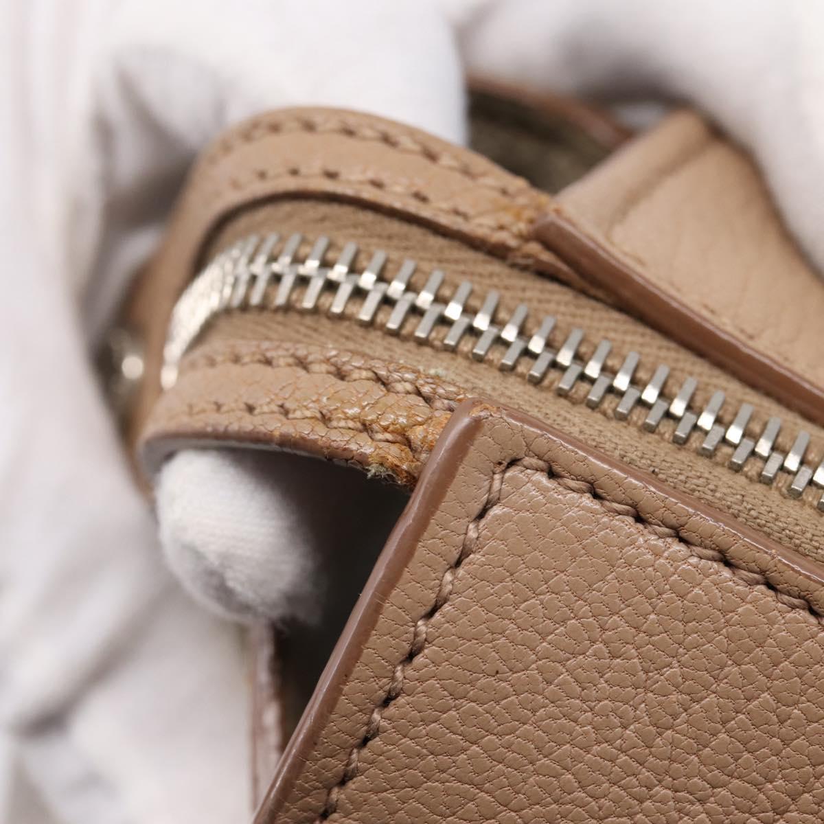 Miu Miu Hand Bag Leather Beige Silver Auth bs37489