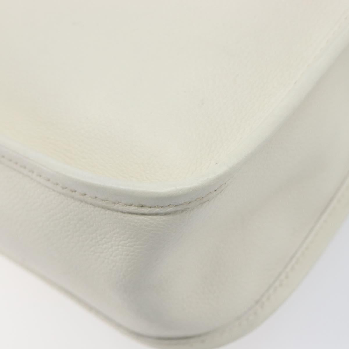 HERMES Vespa Shoulder Bag Leather White Gold Auth bs37490A
