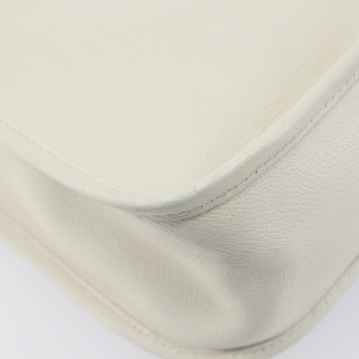 HERMES Vespa Shoulder Bag Leather White Gold Auth bs37490A