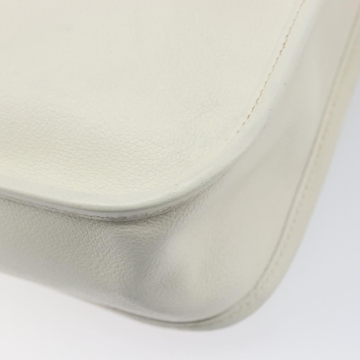 HERMES Vespa Shoulder Bag Leather White Gold Auth bs37490A