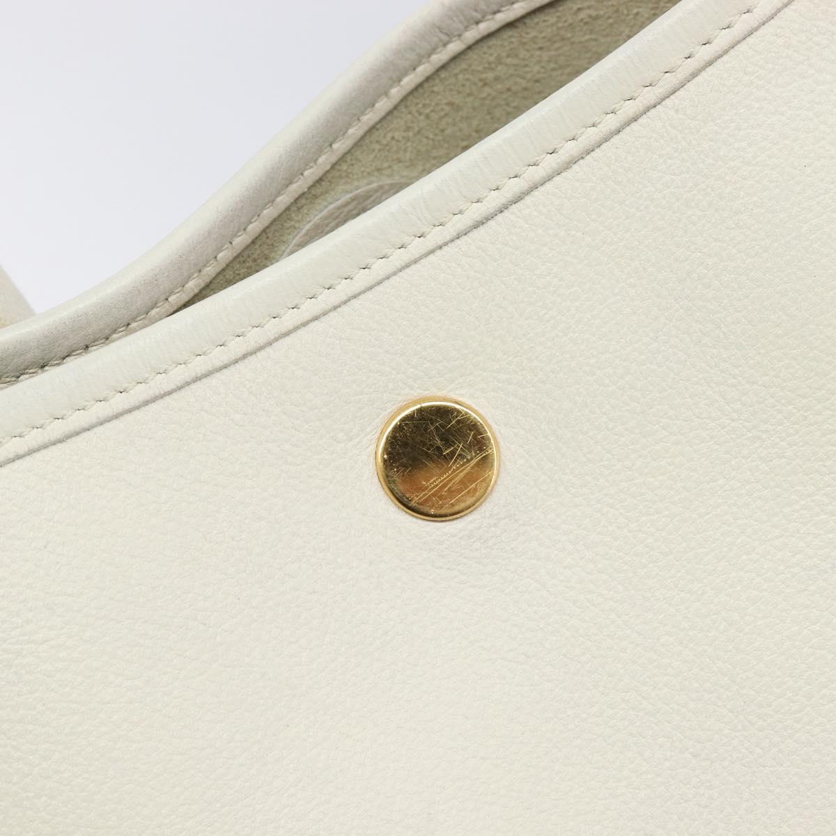 HERMES Vespa Shoulder Bag Leather White Gold Auth bs37490A