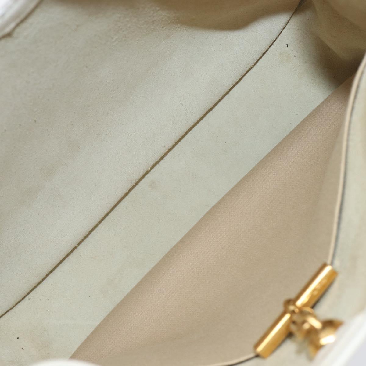 HERMES Vespa Shoulder Bag Leather White Gold Auth bs37490A