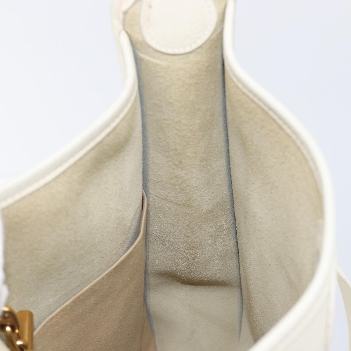 HERMES Vespa Shoulder Bag Leather White Gold Auth bs37490A
