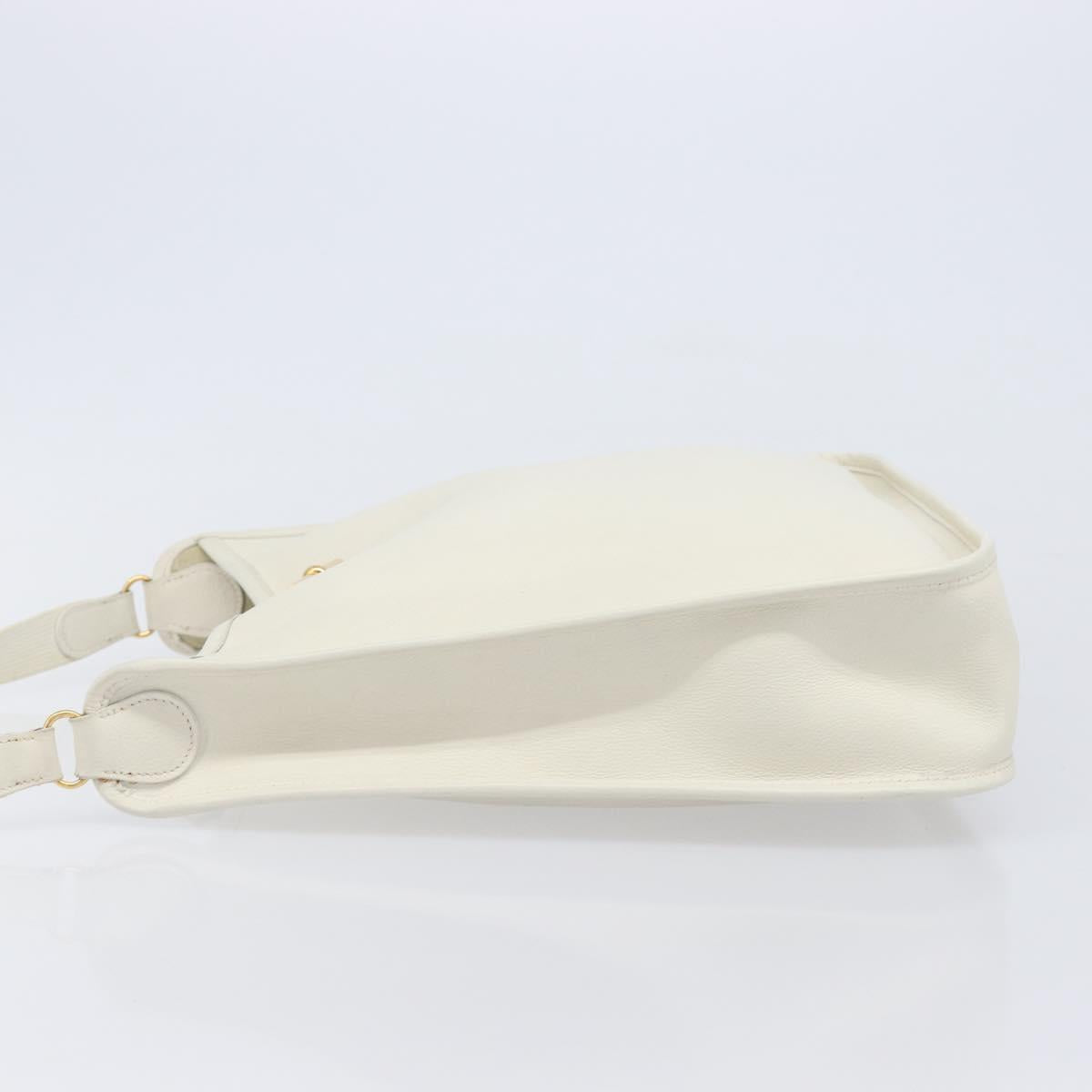 HERMES Vespa Shoulder Bag Leather White Gold Auth bs37490A