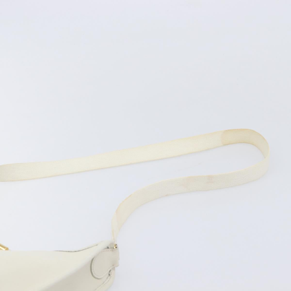 HERMES Vespa Shoulder Bag Leather White Gold Auth bs37490A