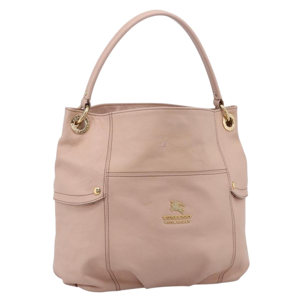 BURBERRY Blue Label Tote Bag Leather Beige Gold Auth bs37492
